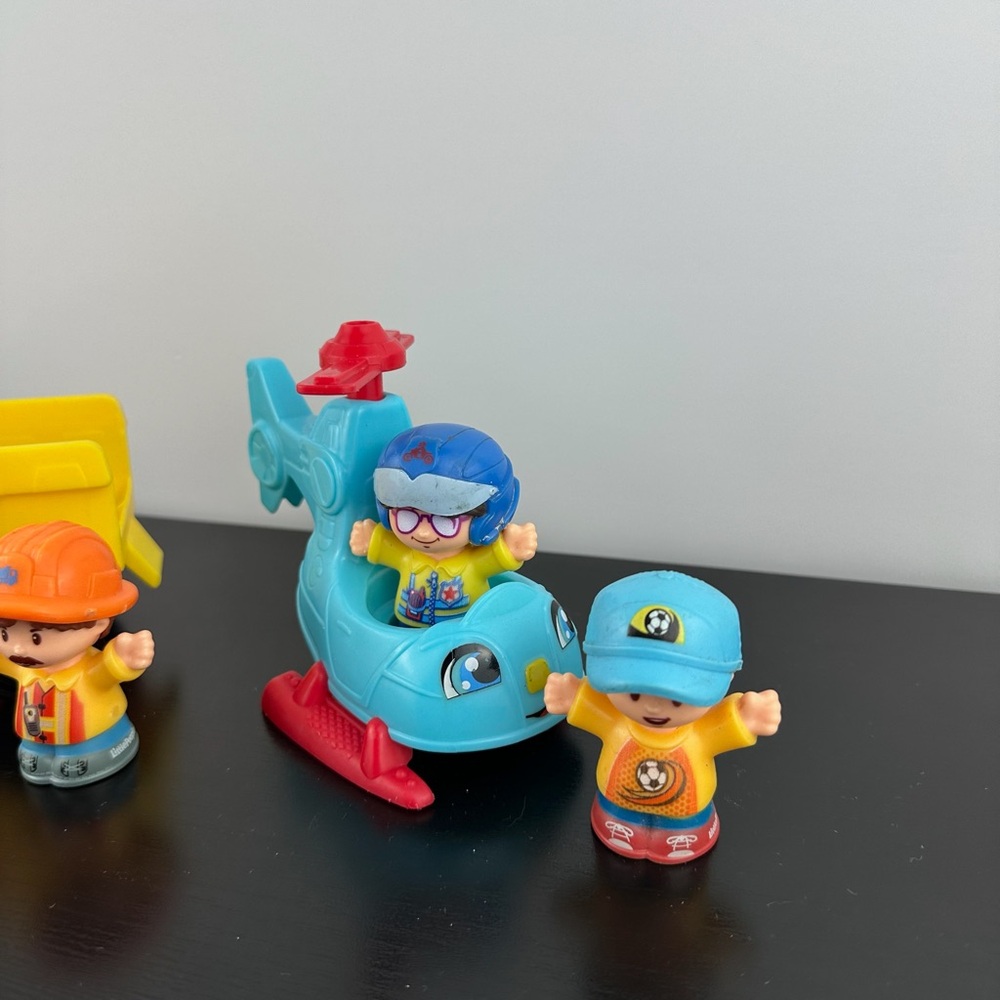 Fisher Price Little People Helicopter, Construction Dump Truck & 4 Boy Figurines - Picture 2 of 4